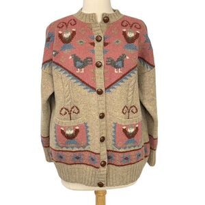 The Scotch House New Wool Cardigan Sweater Embroidered Made in UK Womens Size L?